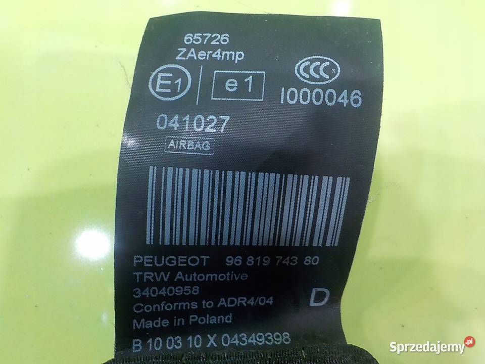 5008 I 20 HDI 10r 5D pas bezpieczenstwa prawy Suków