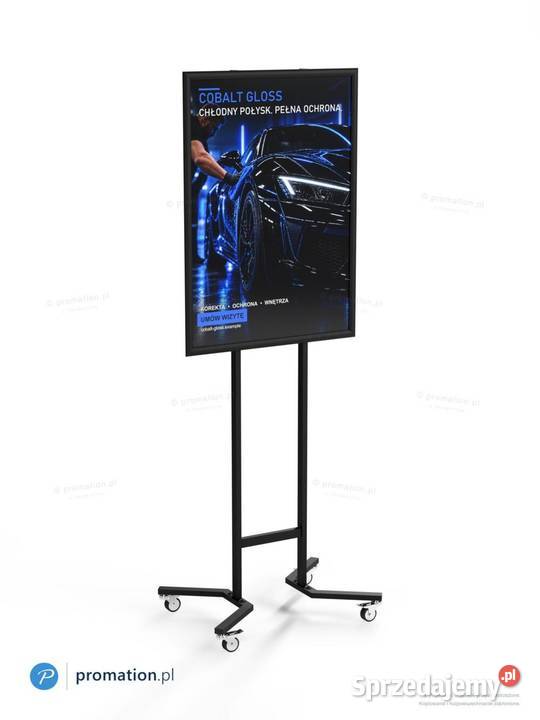 Czarny stojak na plakat A1 na kółkach mobilny mazowieckie
