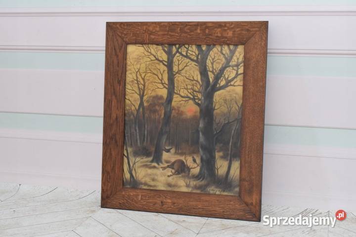 M Gierymski Upolowany Jeleń Łoś Myśliwski Obraz Kraków sprzedam