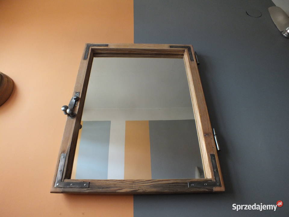 Stare okno drewniane lustro w ramieokoło 1930 Bielawa
