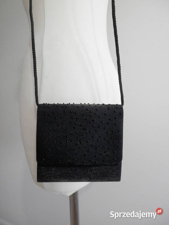 Torebka Kopertówka Wieczorowa Imprezowa Czarna Wieczorowa  Łomża