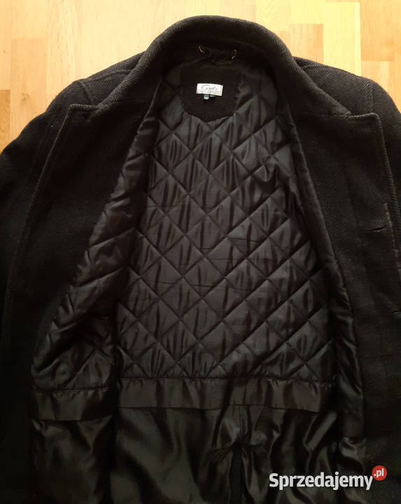 Męski Płaszcz Kaszmirowy Czarno Szara Jodełka dolnośląskie Siechnice sprzedam