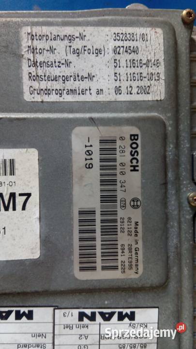 0281010347 MAN BOSCH sterownik silnika ciężarowe opolskie Rzędowice