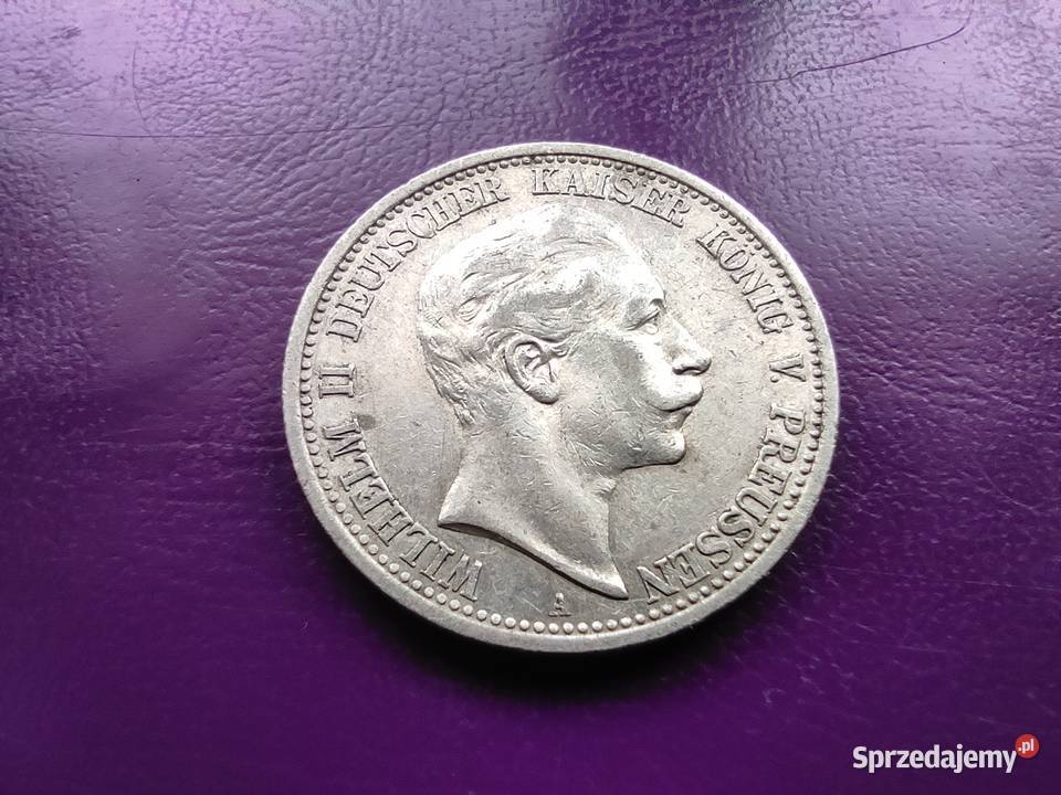 Moneta PRUSY 2 MARKI 1907 A Srebro Piękna Pruszków