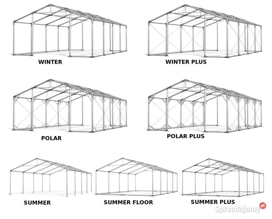 8x20x25m Długa hala namiotowa biała przemysłowa Katowice