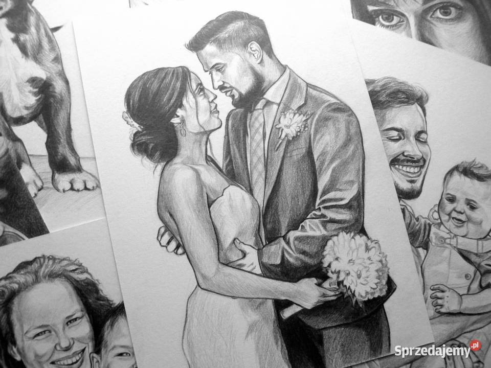 Portret ołówkiem ze zdjęcia rysunek na Kraków