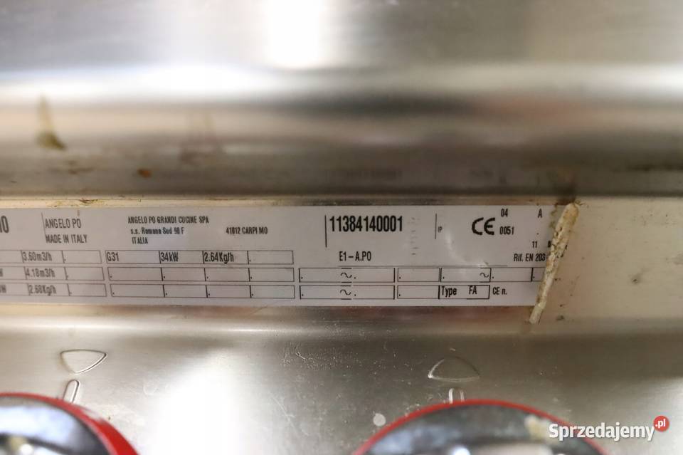 Kuchnia gaz 4 palniki Angelo 190FAAFOMO 34 kW Gastronomia Góra