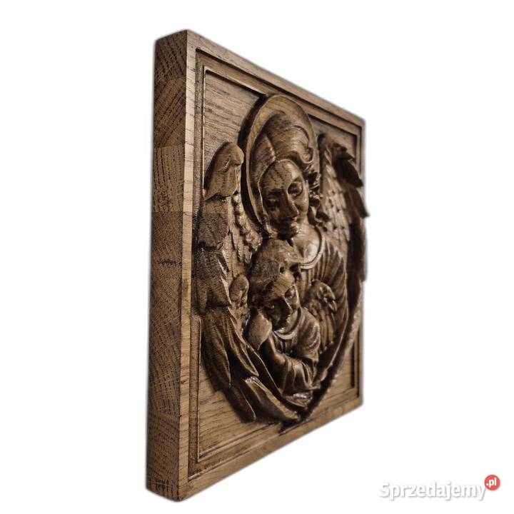 Płaskorzeźba z drewna Anioły ochrona i spokój Malechowo sprzedam