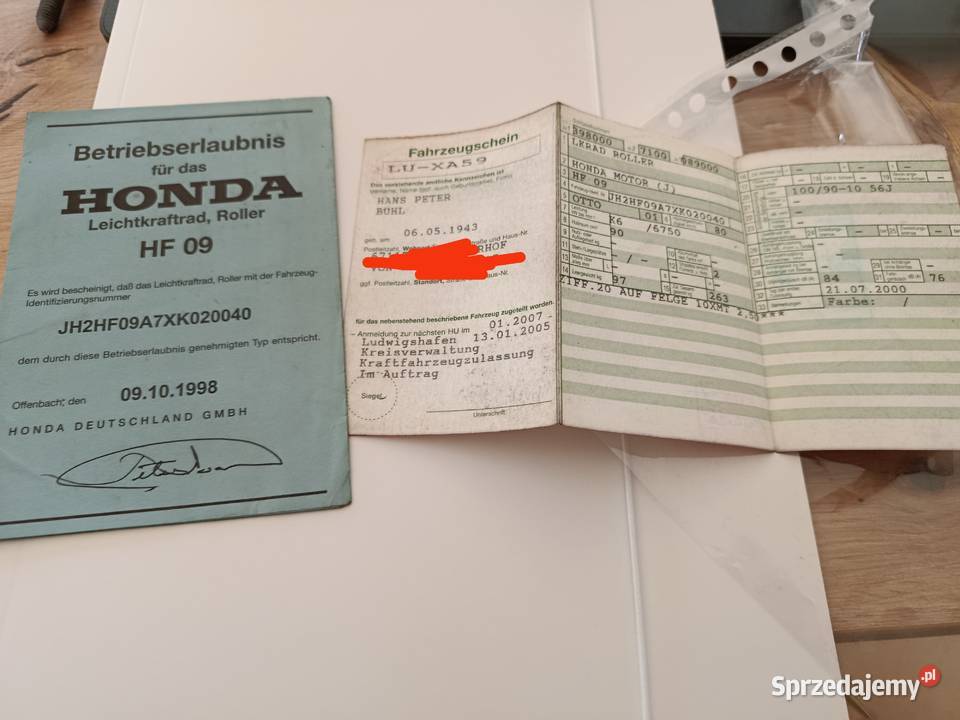 Honda Shadow 90 SRX rama dokumenty