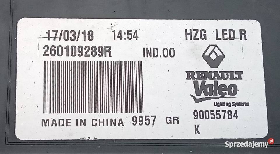 Renault Koleos II Full Led reflektor lampa prawy Lampy przednie Przeźmierowo sprzedam