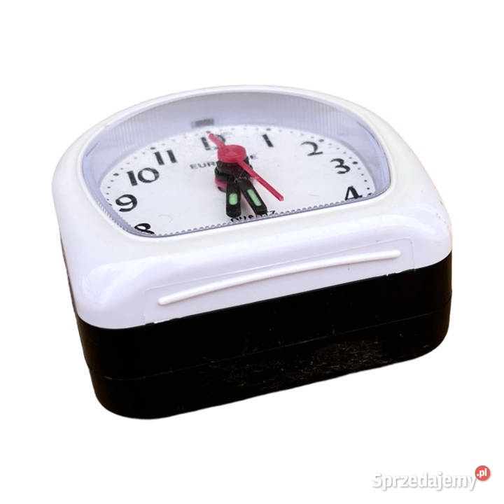 Mały białoczarny budzik elektryczny Eurotime budzik Warszawa