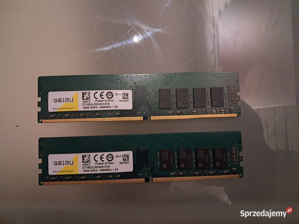 Sprzedam Pamięć ram ddr4 2666mhz 32gb 2x16 Pojemność 32GB