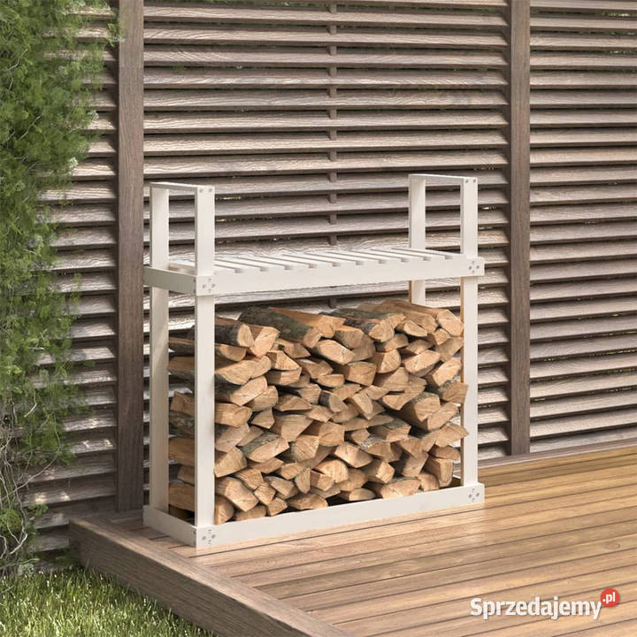 Stojak na drewno biały 110x35x1085 lite drewno Warszawa