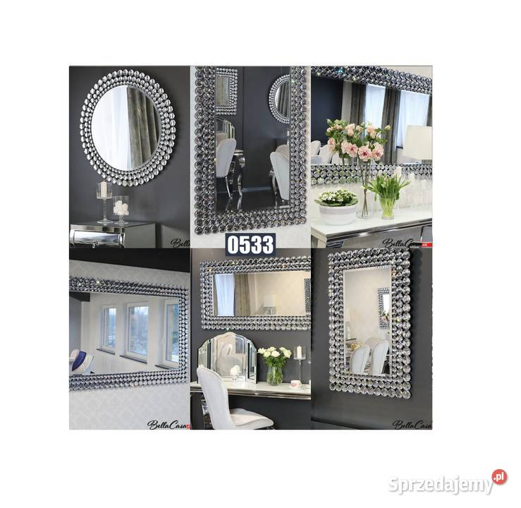 Lustro glamour z kryształkami okrągłe mazowieckie Warszawa