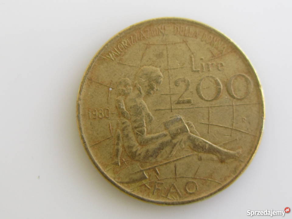 Moneta 200 lirów 1980 Włochy warmińsko-mazurskie Olecko