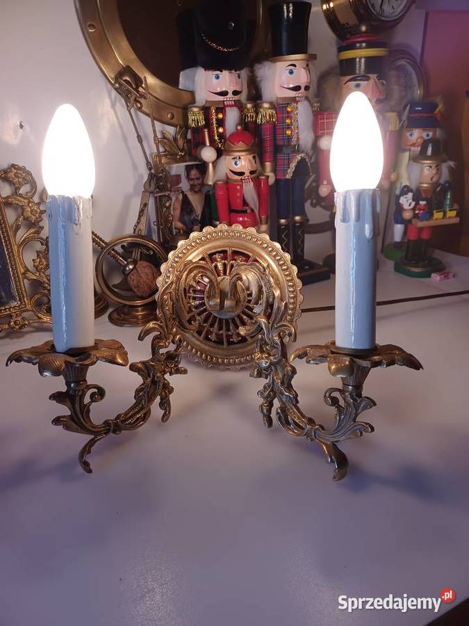 Piękny masywny kinkiet mosiężny wielkopolskie Poznań