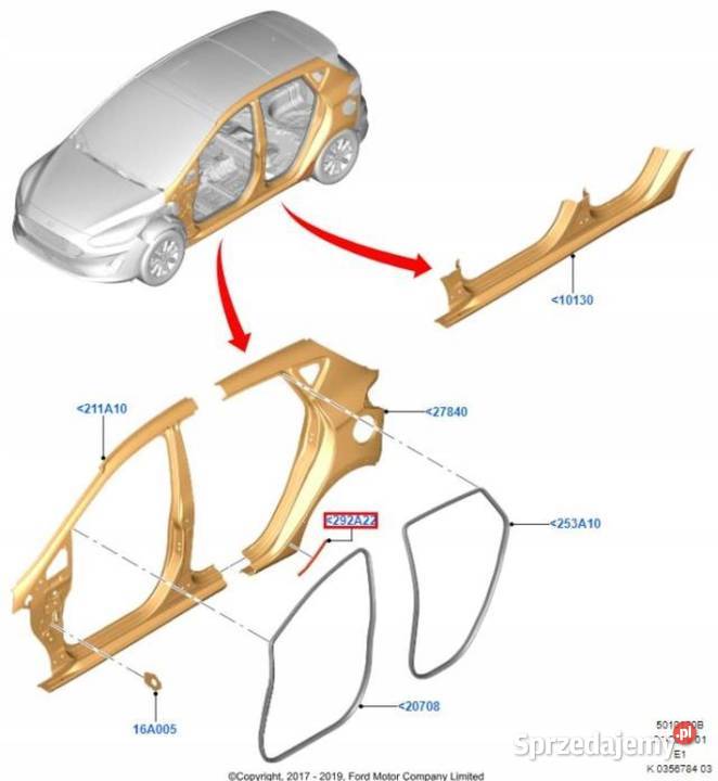 LISTWA OZDOBNA TAŚMA PRAWY TYŁ FORD FIESTA 07 osobowe
