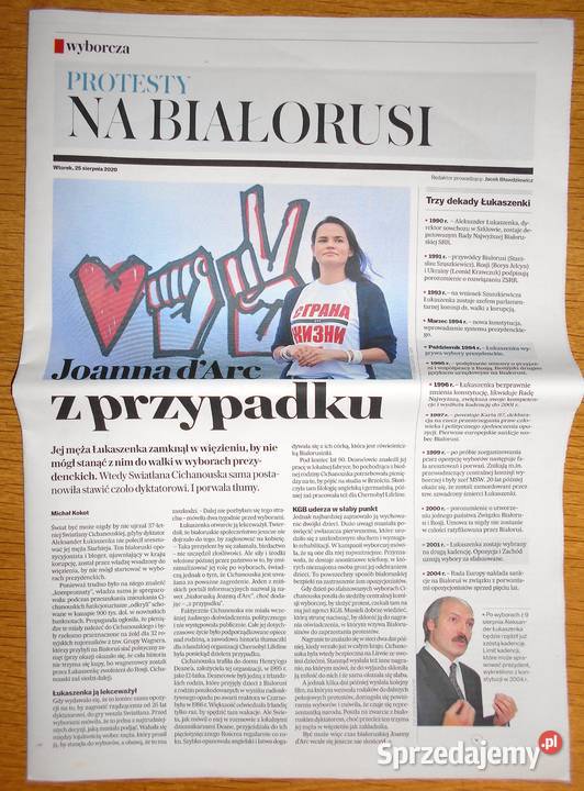 Plakat Protesty na Białorusi Gazeta Wyborcza Parczew