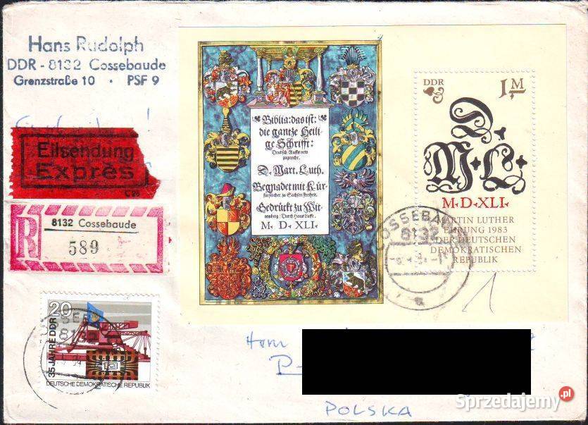 Koperta z koresp filat NRD Polska 1984 śląskie Gliwice