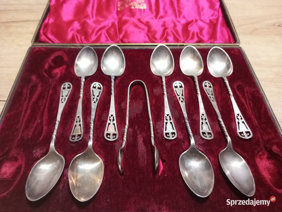 komplet łyżeczek z szczypcami w oryginalnym etui