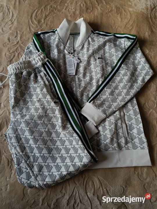 Komplet dresowy Lacoste Monogram kolor biały Pozostałe Białystok sprzedam