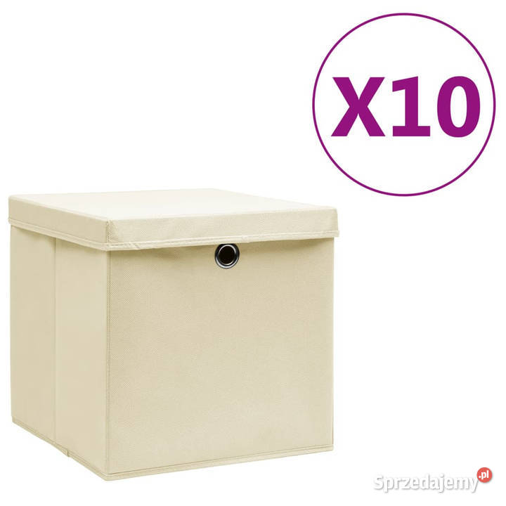 Pudełka z pokrywami 10 28x28x28 kremowe WM325218