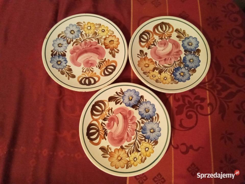 3 talerze dekoracyjne Koło PRL Warszawa
