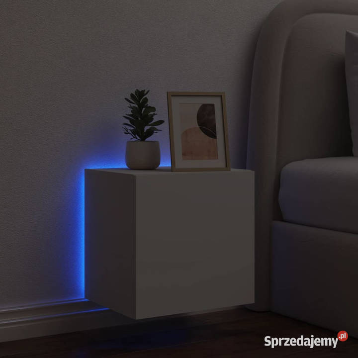 Ścienna szafka TV z LED biała 405x35x40 WM837246 RTV Warszawa