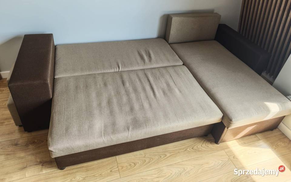 Narożnik modułowy 2 pufy pojemniki na pościel Poznań