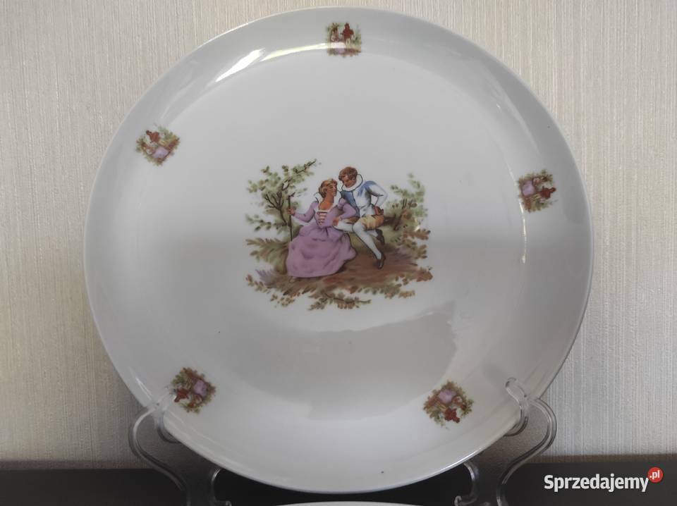 Talerzpatera stara porcelana scenki rodzajowe Warpechy Stare