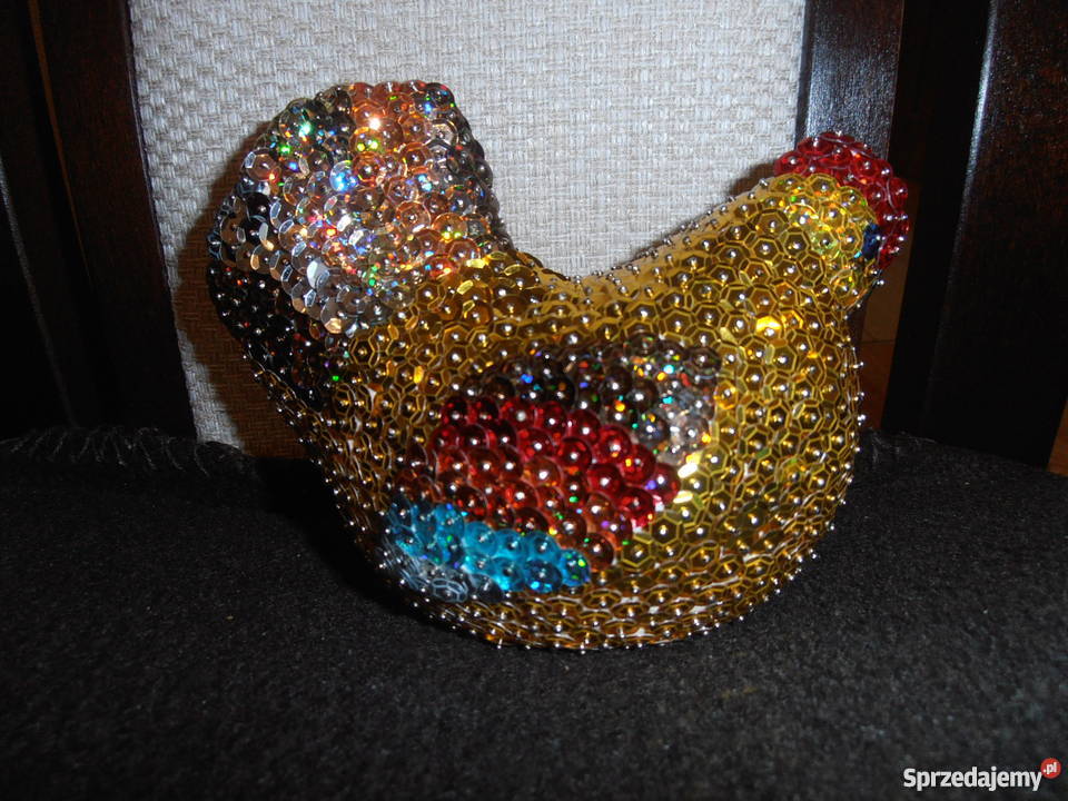 Kogut styropianowy zcekinów Wielkanoc Rękodzieło małopolskie Kraków