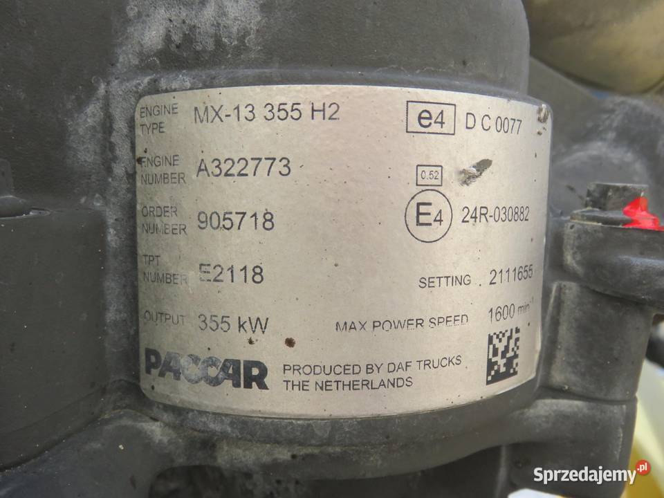 SILNIK DAF CF FT 480 MX13 355 H2 KOMPLETNY