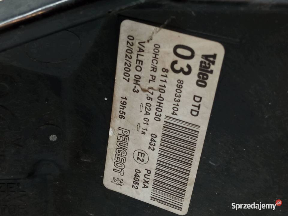 LAMPA PRZÓD PRAWA EUROPA 811100H030 Peugeot 107 świętokrzyskie
