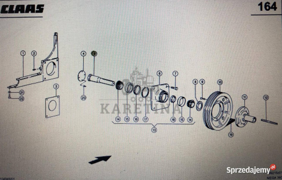 Wałek koła pasowego Claas Mega 370340 kat 000 Jastrzębniki