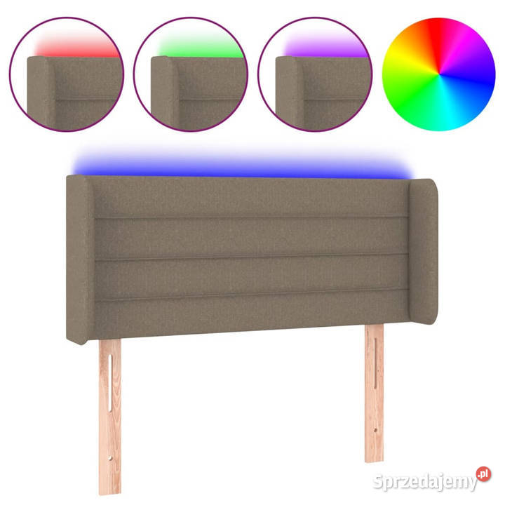 Zagłówek do łóżka z LED taupe 93x16x7888 tkanina Warszawa