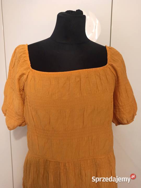 letnia sukienka w kolorze musztardowym Rozkloszowana  Częstochowa