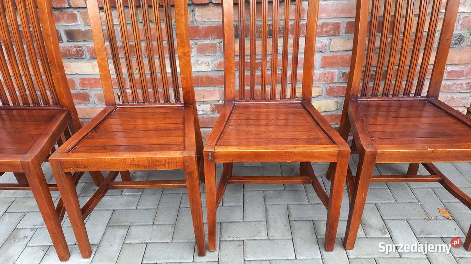 Krzesła tekowe drewniane 2 kolonialne twarde Gawroniec