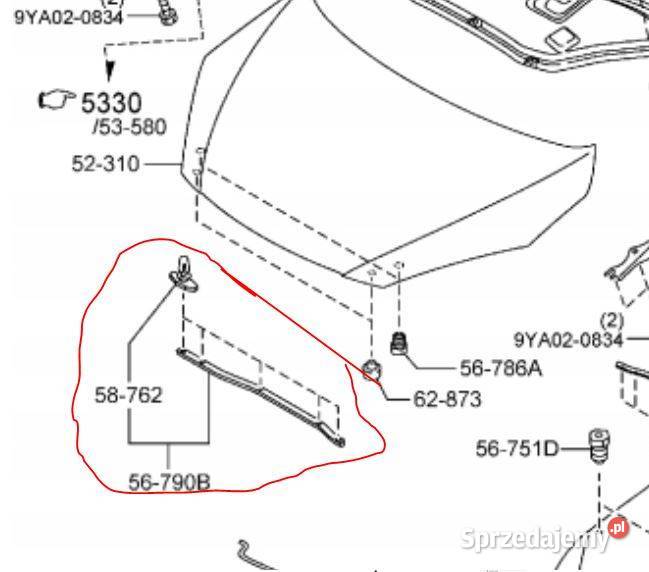 MAZDA 2 II 0714 Uszczelka maski pasa przedniego Ślesin