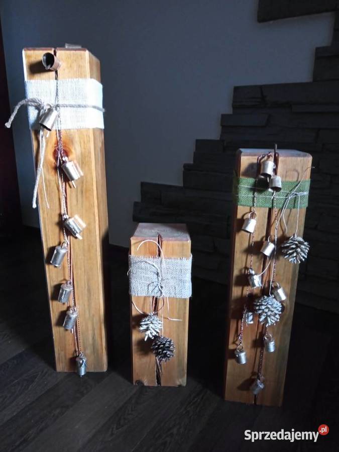 Słupki sosnowe dekoracyjne odcienie brązowego Dekoracje i ozdoby Połczyno sprzedam