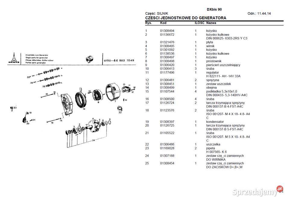 DEUTZ FAHR DX 90 katalog części Polsku Gdańsk