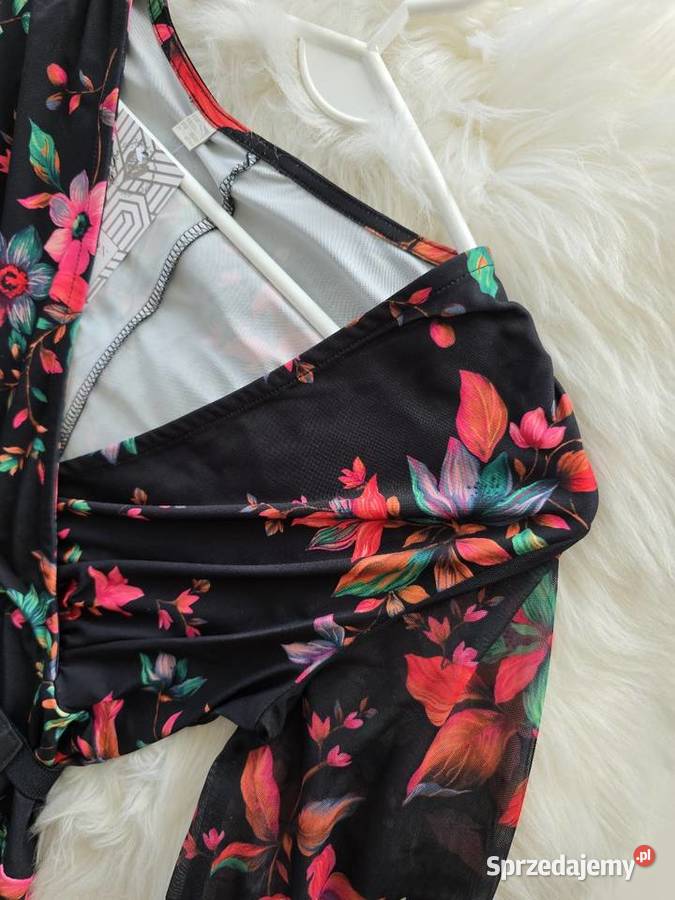 Sukienka kwiatowy print Rękaey z siatki Rybnik