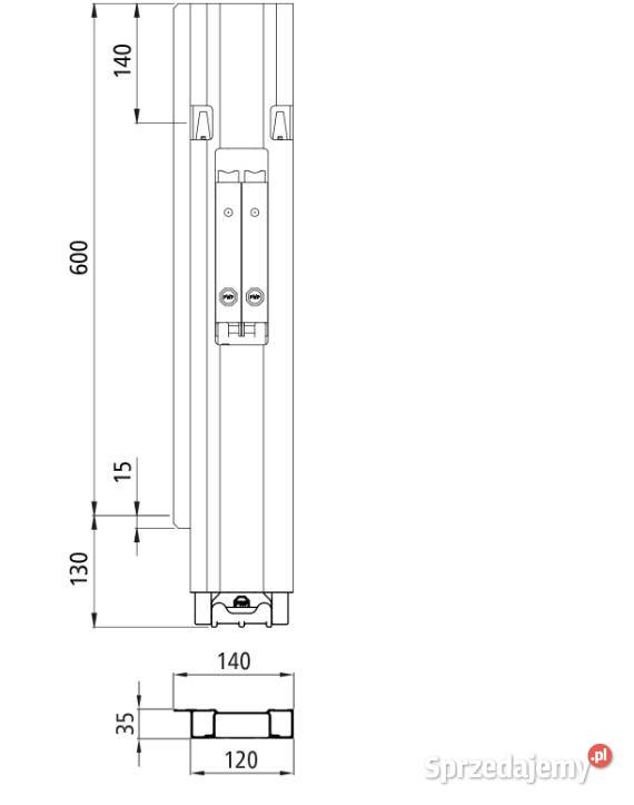Słupek Blueline 600 mm DL z podwójnym zamkiem Przysieka Polska