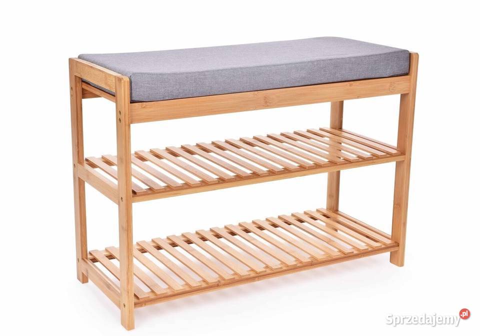 BAMBUSOWA PÓŁKA NA BUTY ŁAWKA z tapicerowanym Pozostałe Warszawa