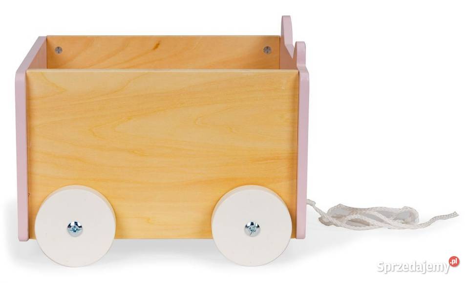 Drewniany wózek na sznurku pojemnik klocki podlaskie