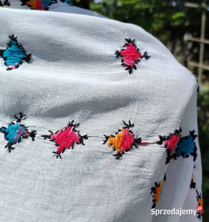 Duża chusta szal dupatta haftowana biała bawełna Szczecin