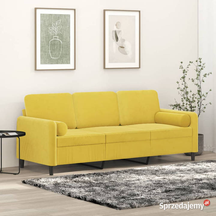 3osobowa sofa z poduszkami żółta 180 aksamit Warszawa