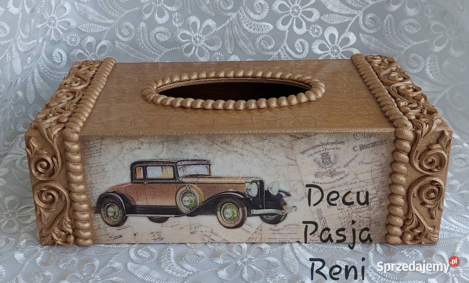 Chustecznik drewniany rękodzieło decoupage śląskie Dąbrowa Górnicza
