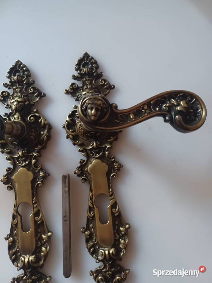 Komplet pałacowych klamek i szyldów Mosiądz Klamki i uchwyty wielkopolskie Poznań