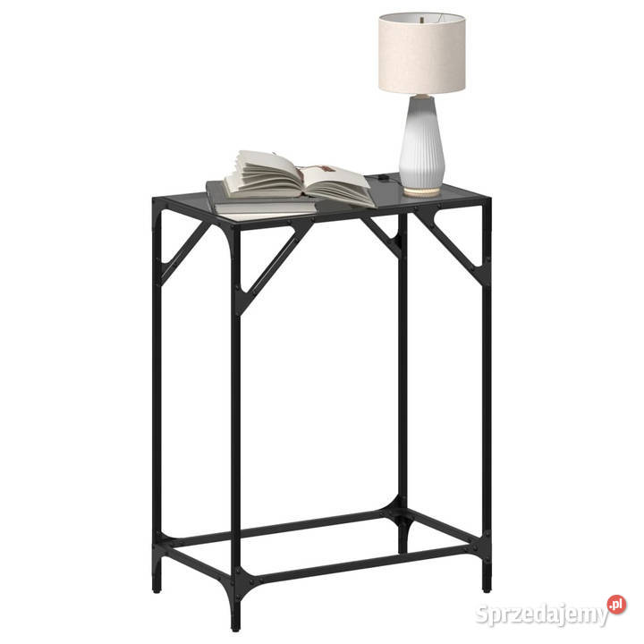 Stolik kawowy z czarnym szklanym blatem 60x35x81