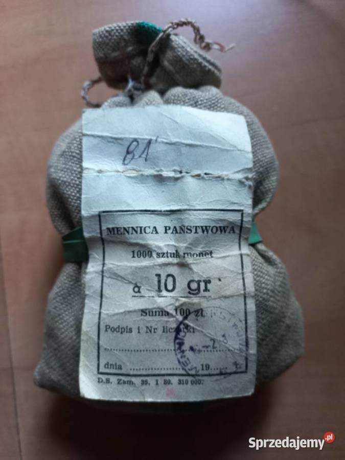 Worek parciany PRL 10 groszy 1981 Częstochowa